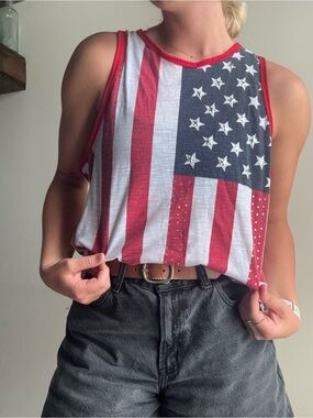 XOXO Red, White & Blue Flag Graphic Tank